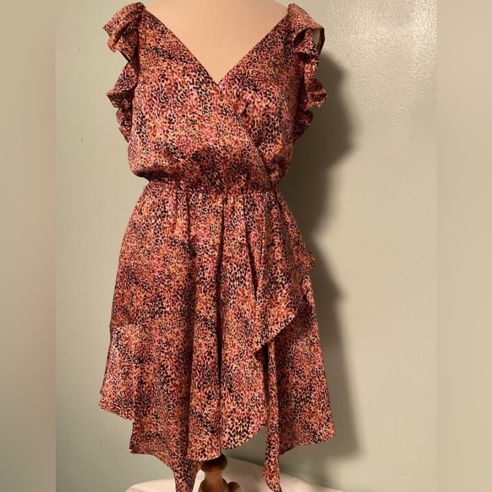 Express Multicolor Ruffle Wrap Dress